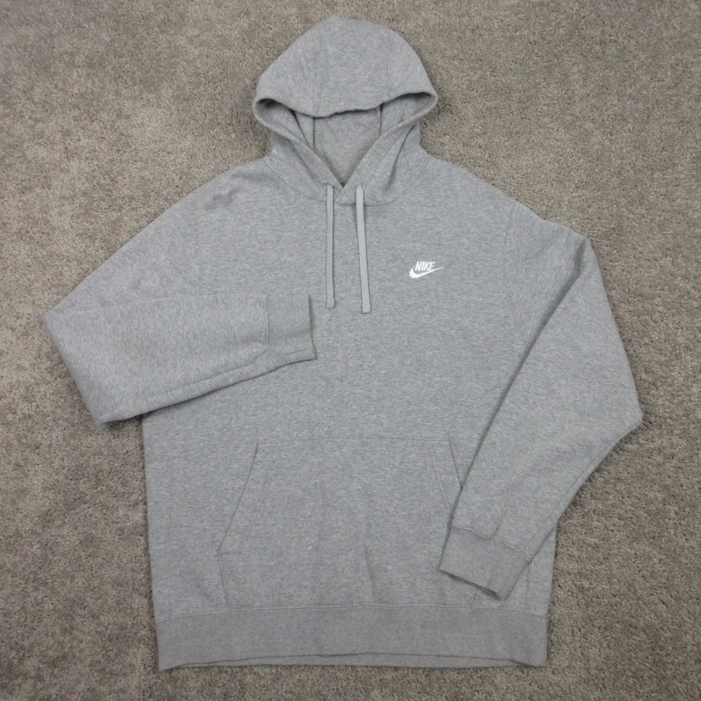 Nike Sweater Mens Large Gray Sportswear Club Fleece Pullover Hoodie Sweatshirt